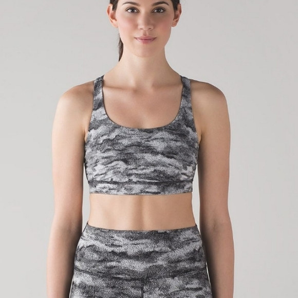Lululemon Energy Sports Bra Power Luxtreme Hazy Days Black White Strappy Back 10 - Picture 2 of 9